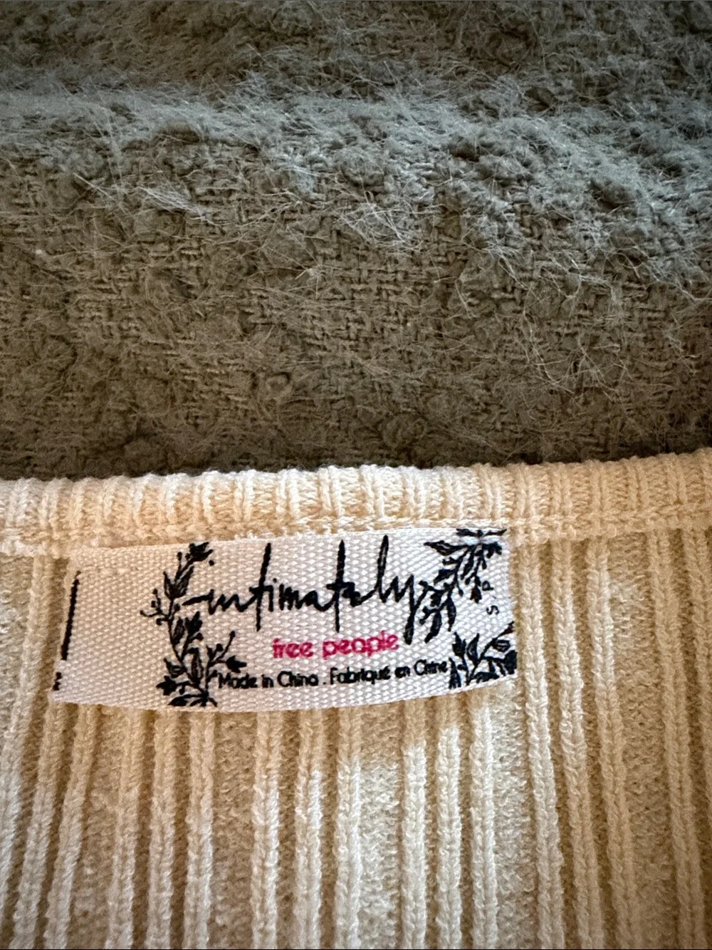 Free People Cream Knit Wrap Crop Top with Pink Floral Print